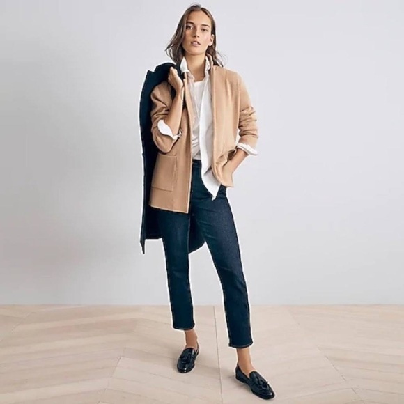 J Crew XS Sophie Open Front Sweater Blazer Camel Brown Tan - Picture 1 of 15